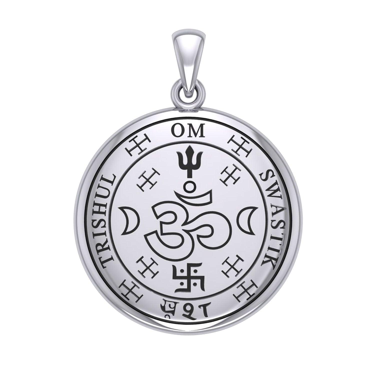 The Seal of Trishul Om Swastik Silver Pendant TPD7004 - peterstone.dropshipping