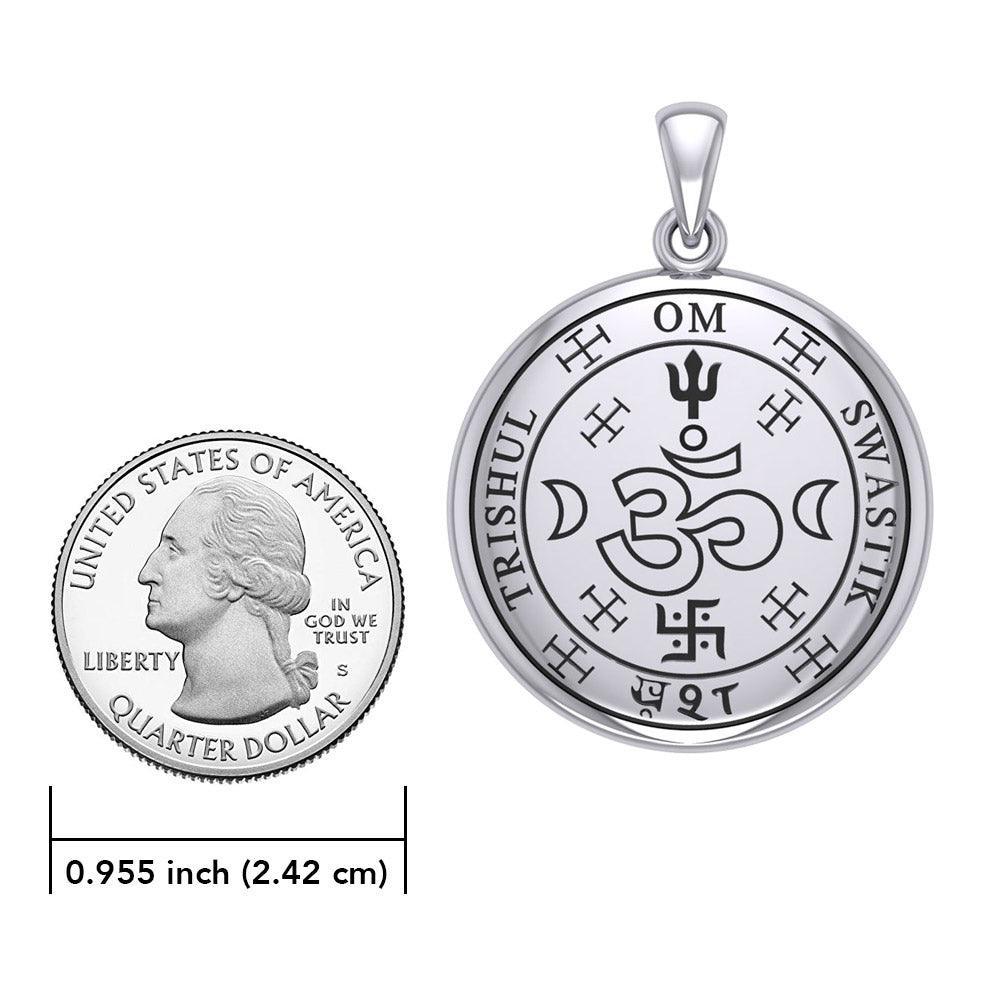 The Seal of Trishul Om Swastik Silver Pendant TPD7004 - peterstone.dropshipping