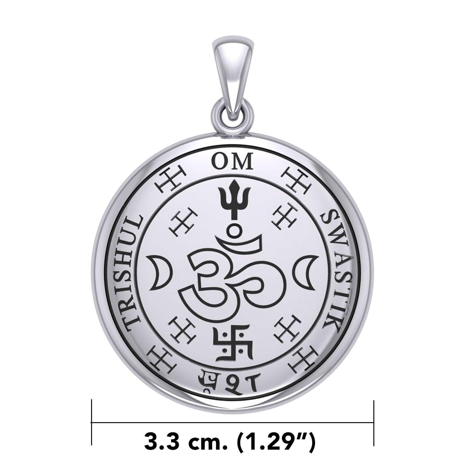 The Seal of Trishul Om Swastik Silver Pendant TPD7004 - peterstone.dropshipping