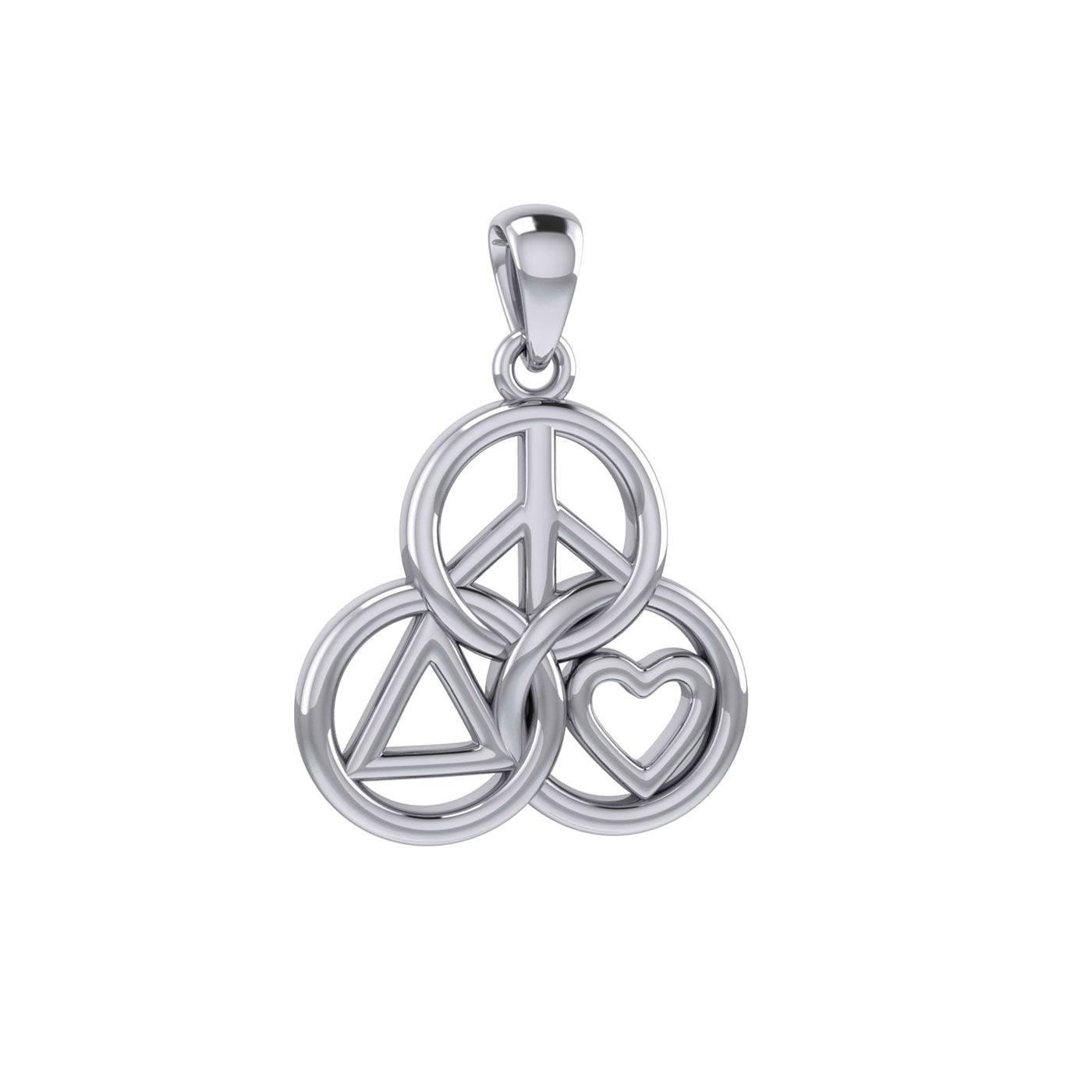 Peace, Love and Recovery in Borromean rings Silver Pendant TPD7008 - peterstone.dropshipping