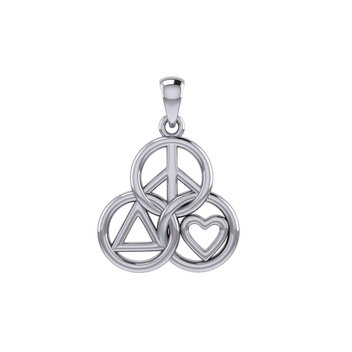 Peace, Love and Recovery in Borromean rings Silver Pendant TPD7008 - peterstone.dropshipping