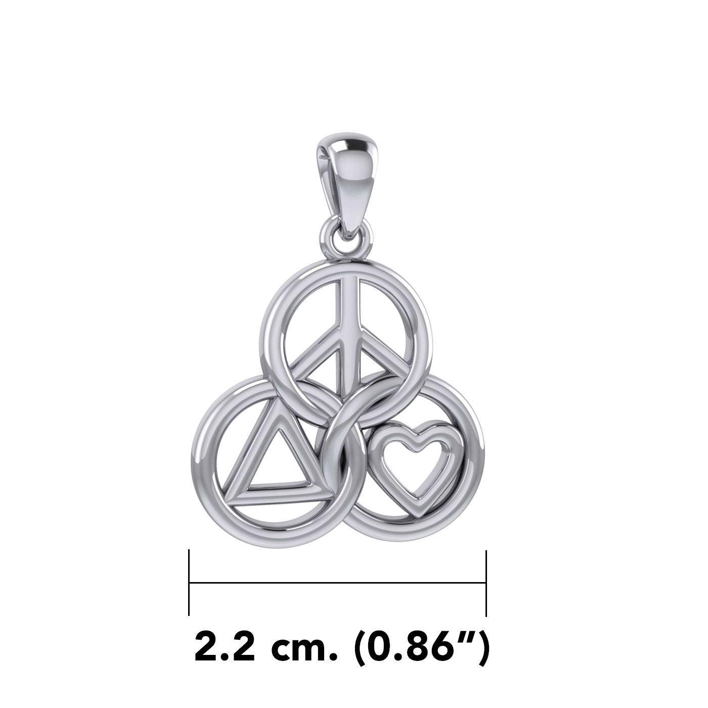 Peace, Love and Recovery in Borromean rings Silver Pendant TPD7008 - peterstone.dropshipping