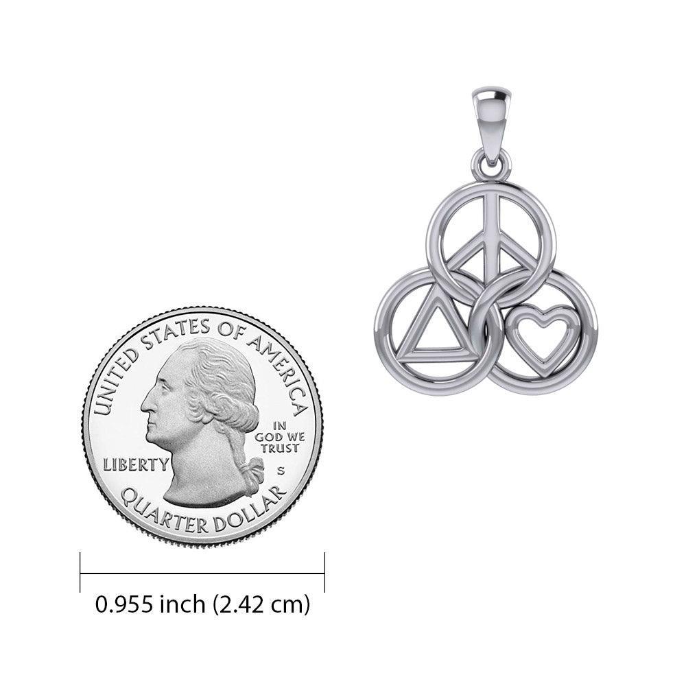 Peace, Love and Recovery in Borromean rings Silver Pendant TPD7008 - peterstone.dropshipping