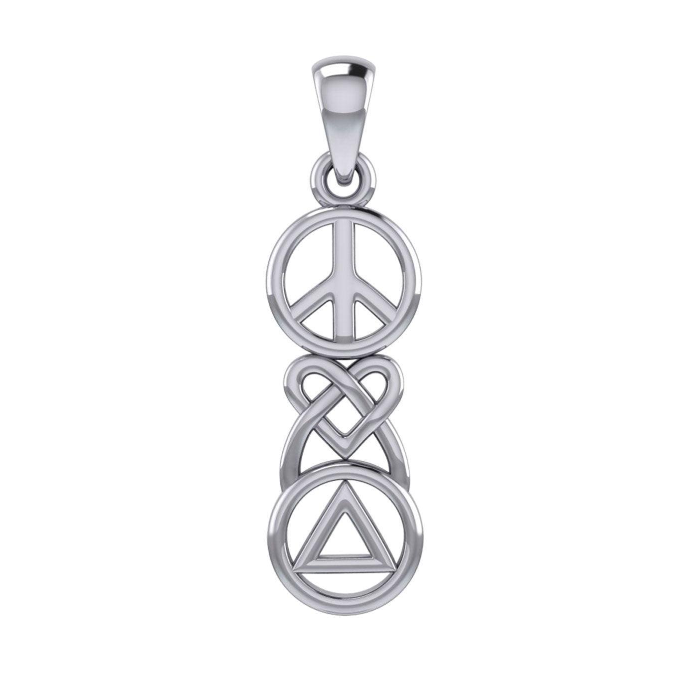 Peace, Celtic Heart and Recovery Silver Pendant TPD7009 - peterstone.dropshipping