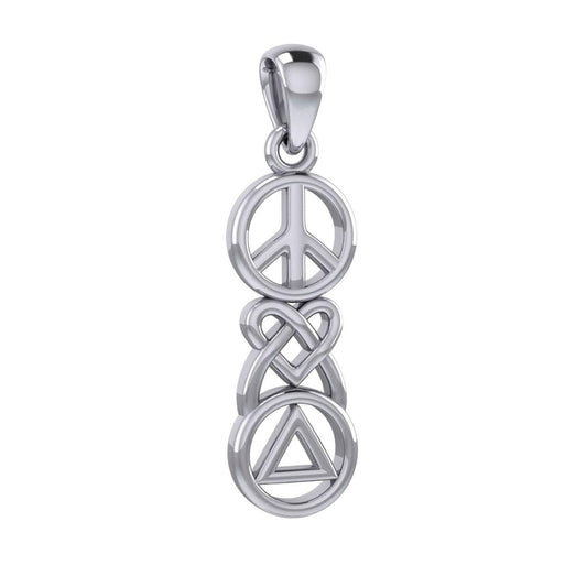 Peace, Celtic Heart and Recovery Silver Pendant TPD7009 - peterstone.dropshipping