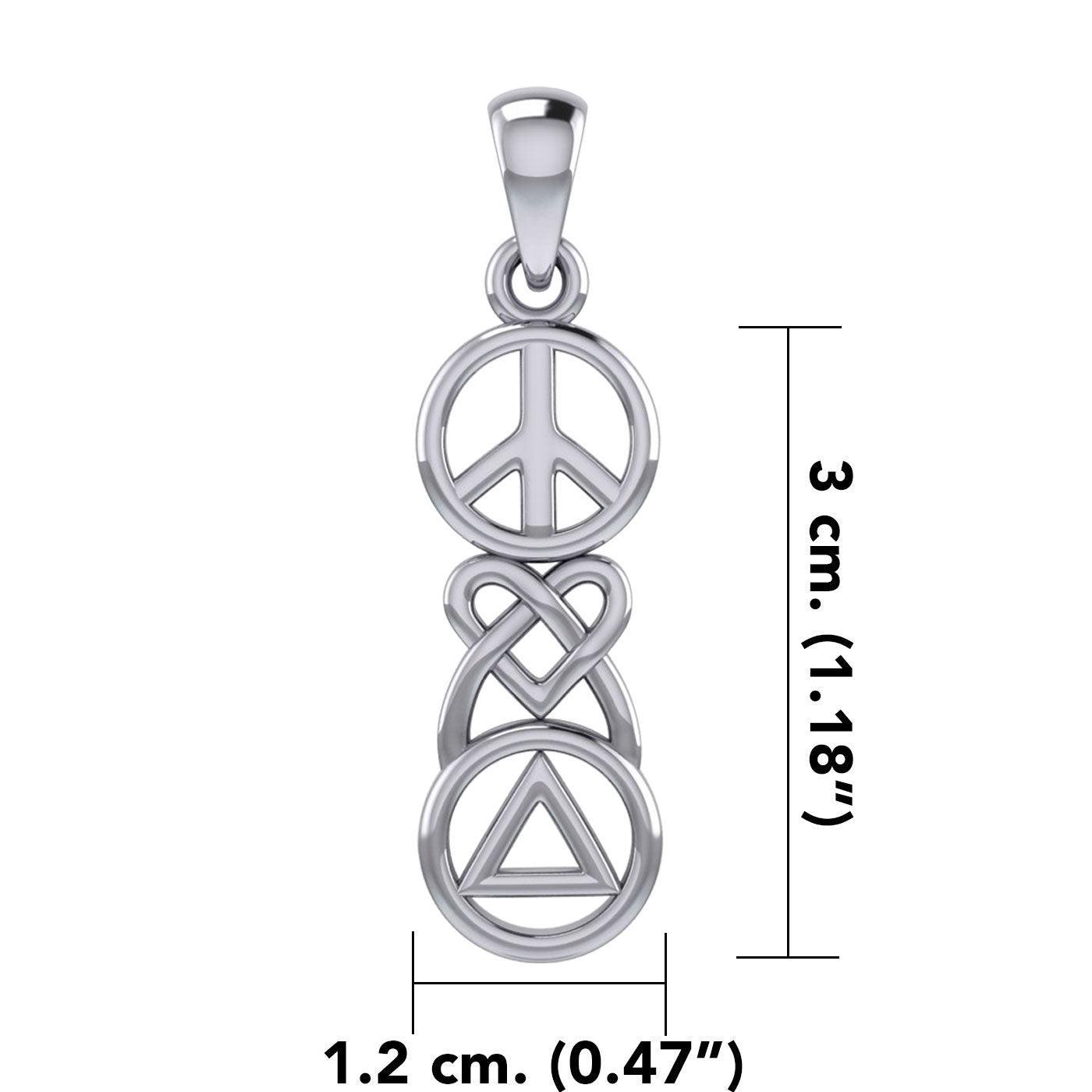 Peace, Celtic Heart and Recovery Silver Pendant TPD7009 - peterstone.dropshipping