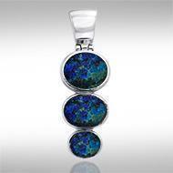 Flat Tiered Cabochon Silver Pendant TPD746 Pendant