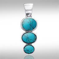 Flat Tiered Cabochon Silver Pendant TPD746 Pendant