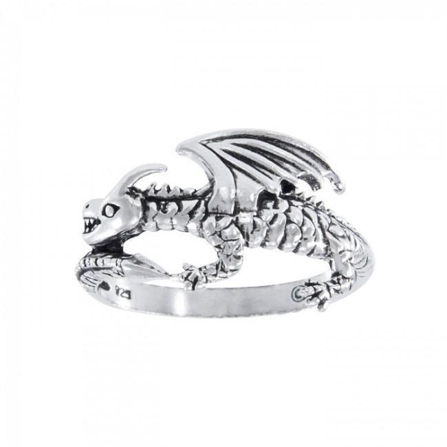 Coiled Fantasy Dragon Silver Ring TR1439 Ring