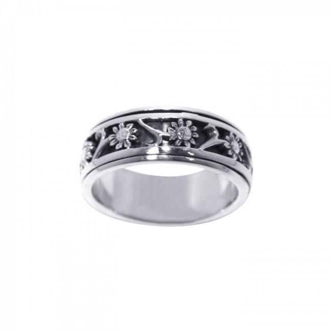 Silver Flower Spinner Ring TR1691