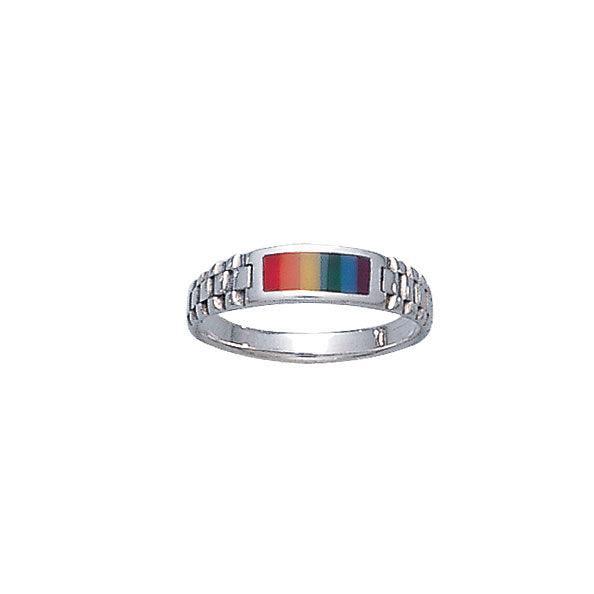 Rainbow Rectangle Silver Ring TR336 - peterstone.dropshipping