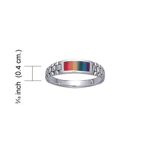 Rainbow Rectangle Silver Ring TR336 - peterstone.dropshipping