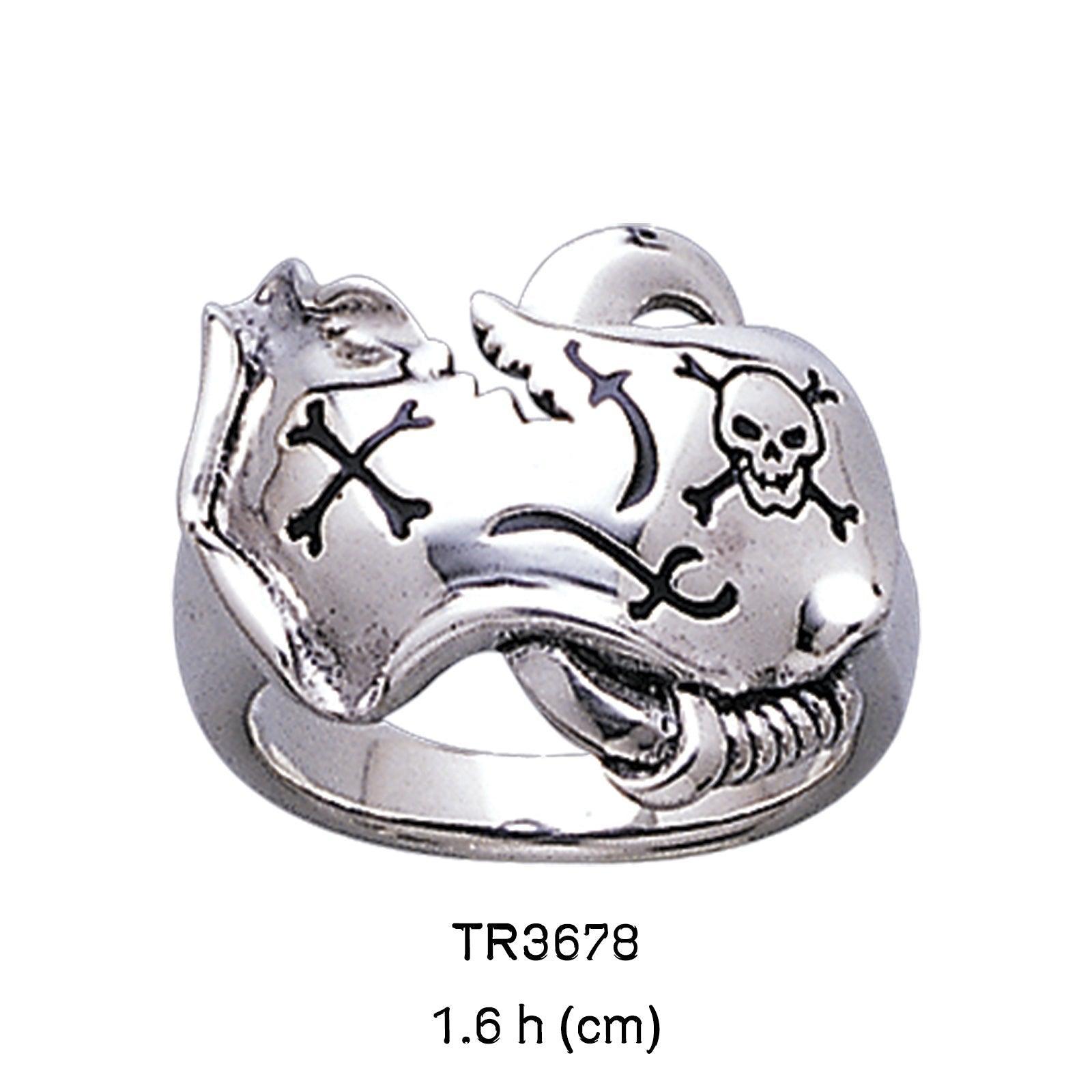 Skull and Map Silver Ring TR3678 - peterstone.dropshipping