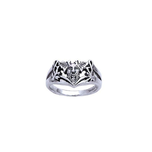 Green Man Silver Ring TR3696