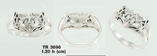 Green Man Silver Ring TR3696 Ring