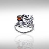 Dragon Holding Gem Silver Ring TR3808 Ring