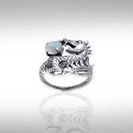 Dragon Holding Gem Silver Ring TR3808 Ring