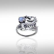 Dragon Holding Gem Silver Ring TR3808 Ring