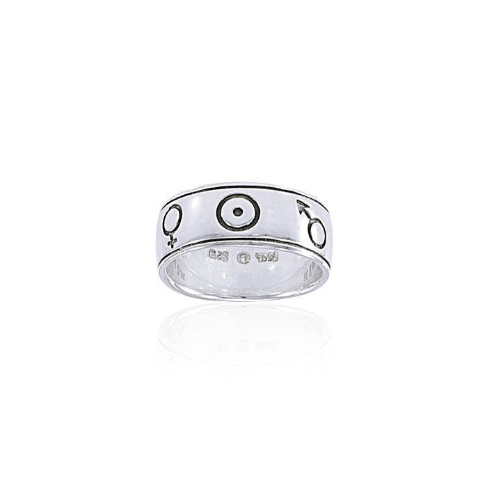 Symbols of the Universe Silver Band Ring TRI048 Ring