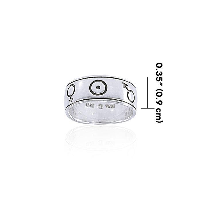 Symbols of the Universe Silver Band Ring TRI048 Ring