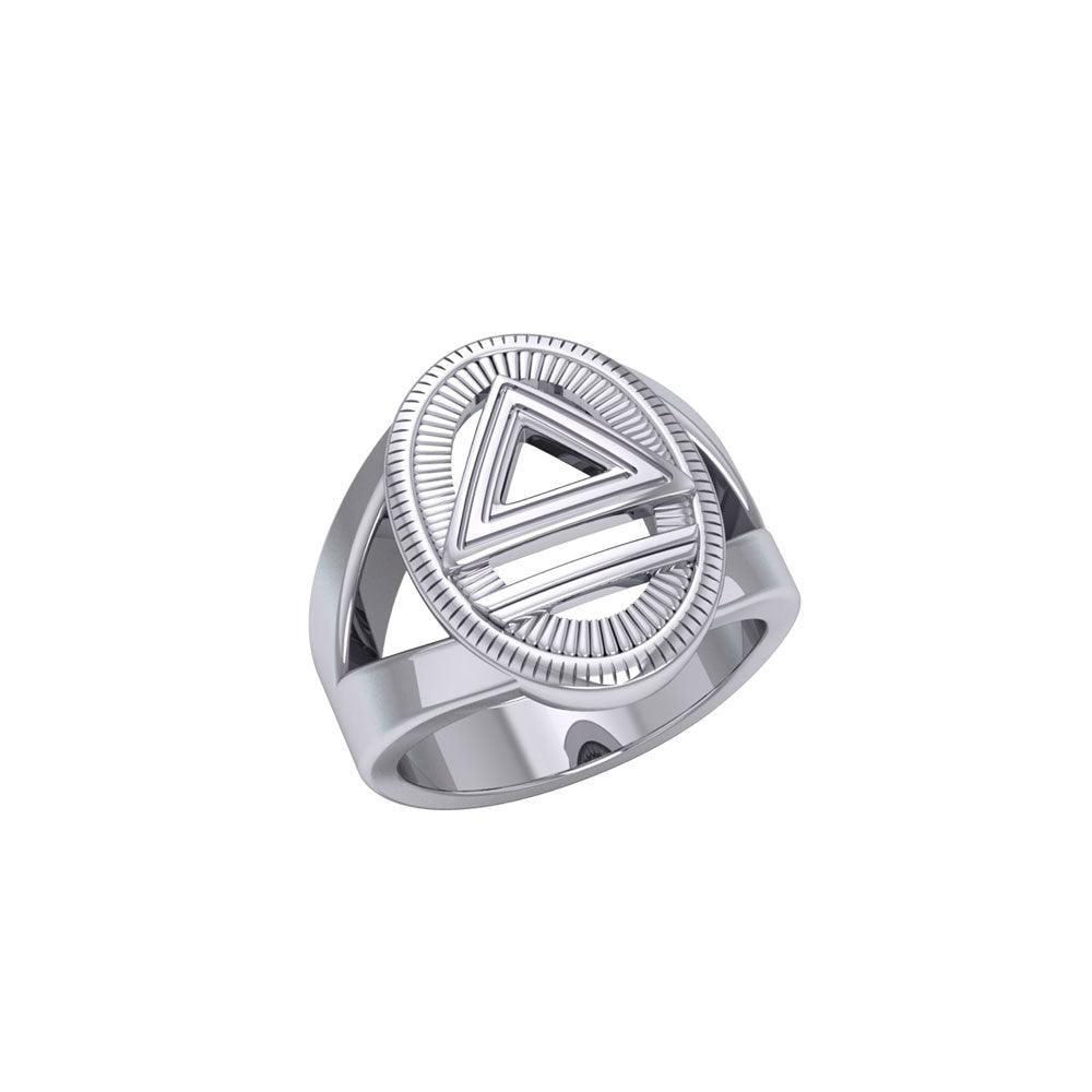 System Energy Symbol Silver Ring TRI1091 Hollow Version - peterstone.dropshipping