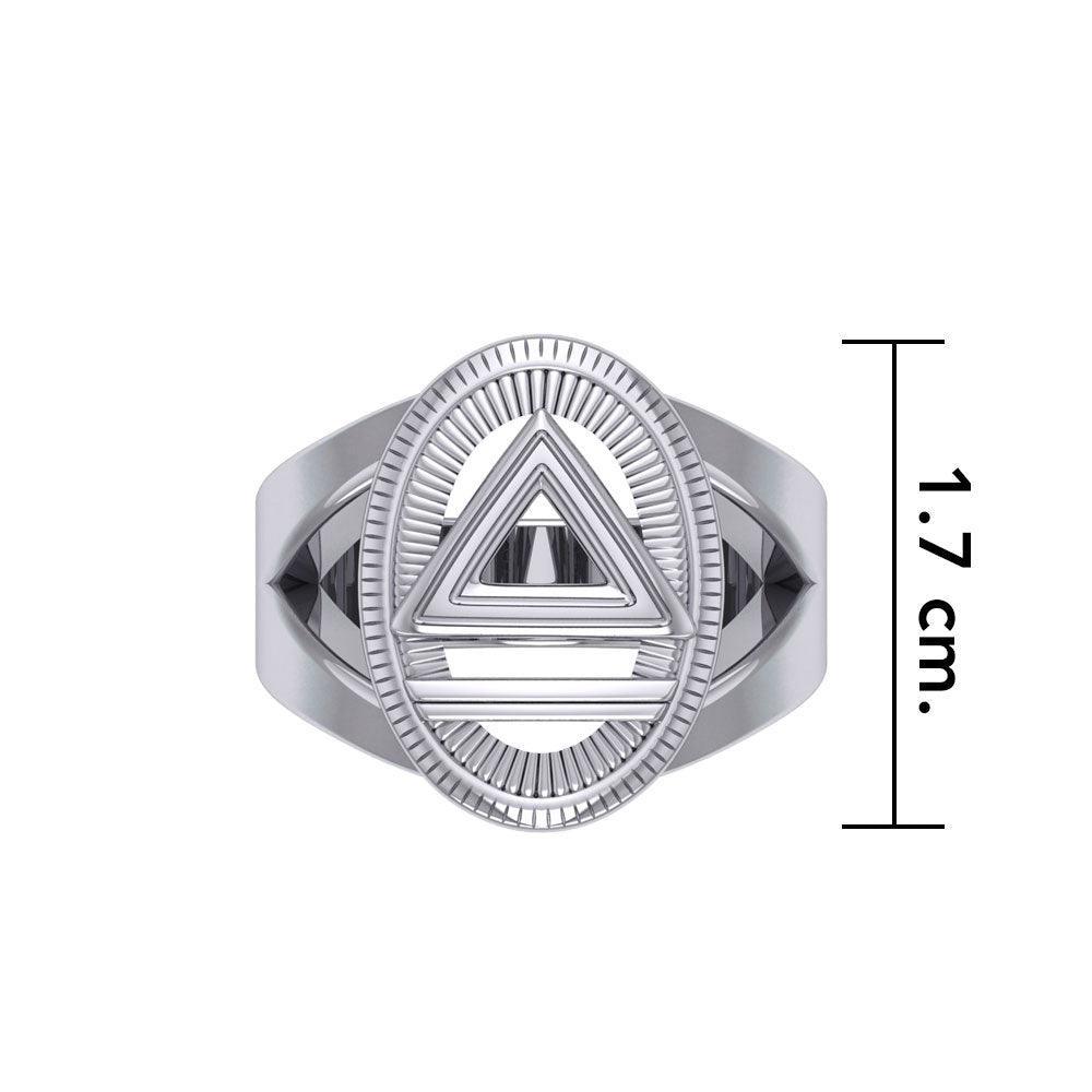 System Energy Symbol Silver Ring TRI1091 Hollow Version - peterstone.dropshipping