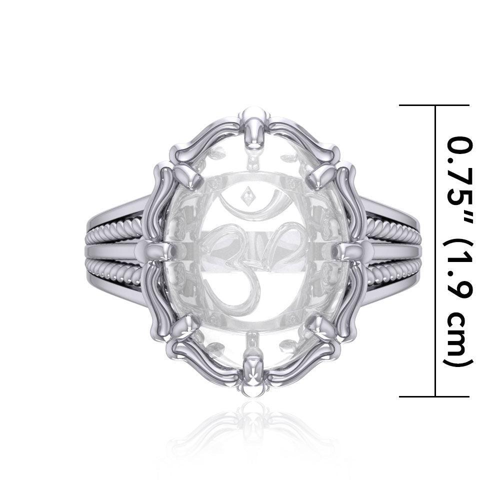 Om Sterling Silver Ring with Genuine White Quartz TRI1713 - peterstone.dropshipping