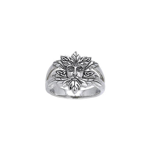 Green Man Silver Ring TRI174