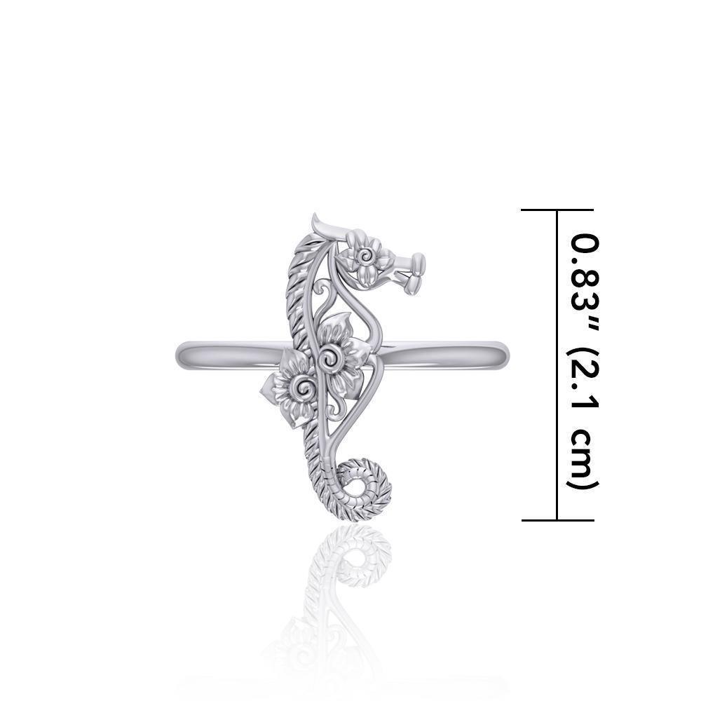 A touch of whimsical sea vibe Silver Seahorse Filigree Ring TRI1794 Ring