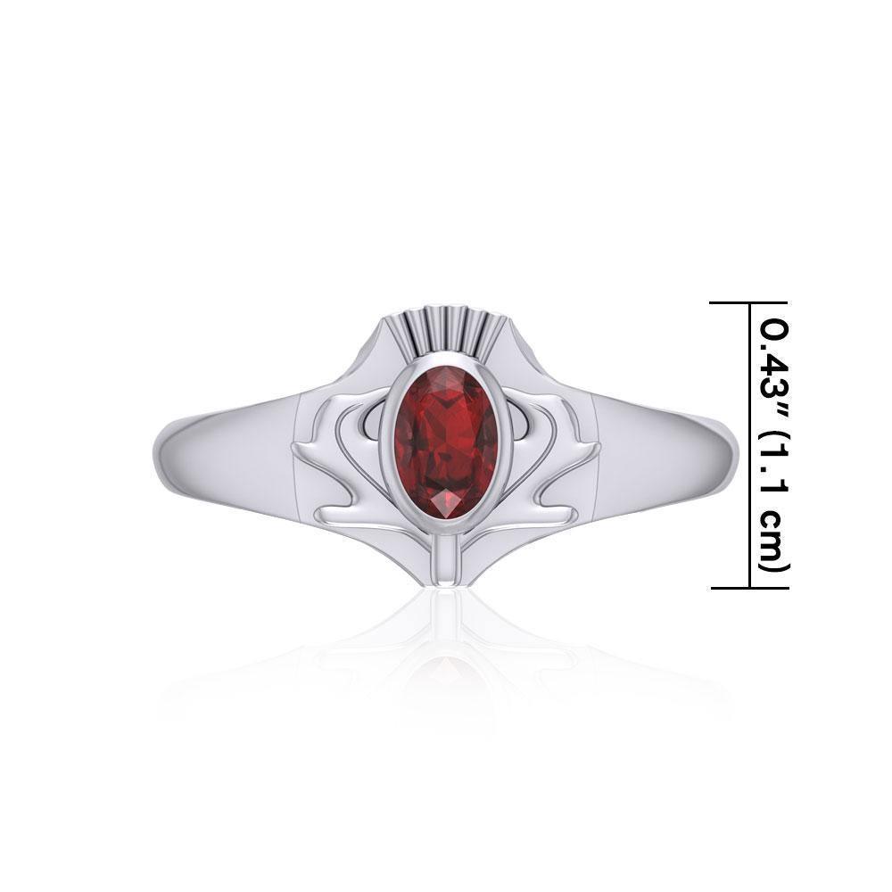 Thistle Silver Ring with Gemstone TRI1915 Ring