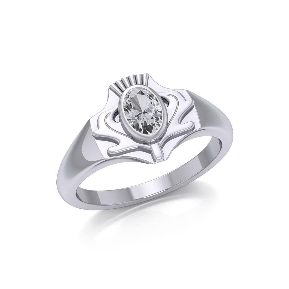 Thistle Silver Ring with Gemstone TRI1915 Ring