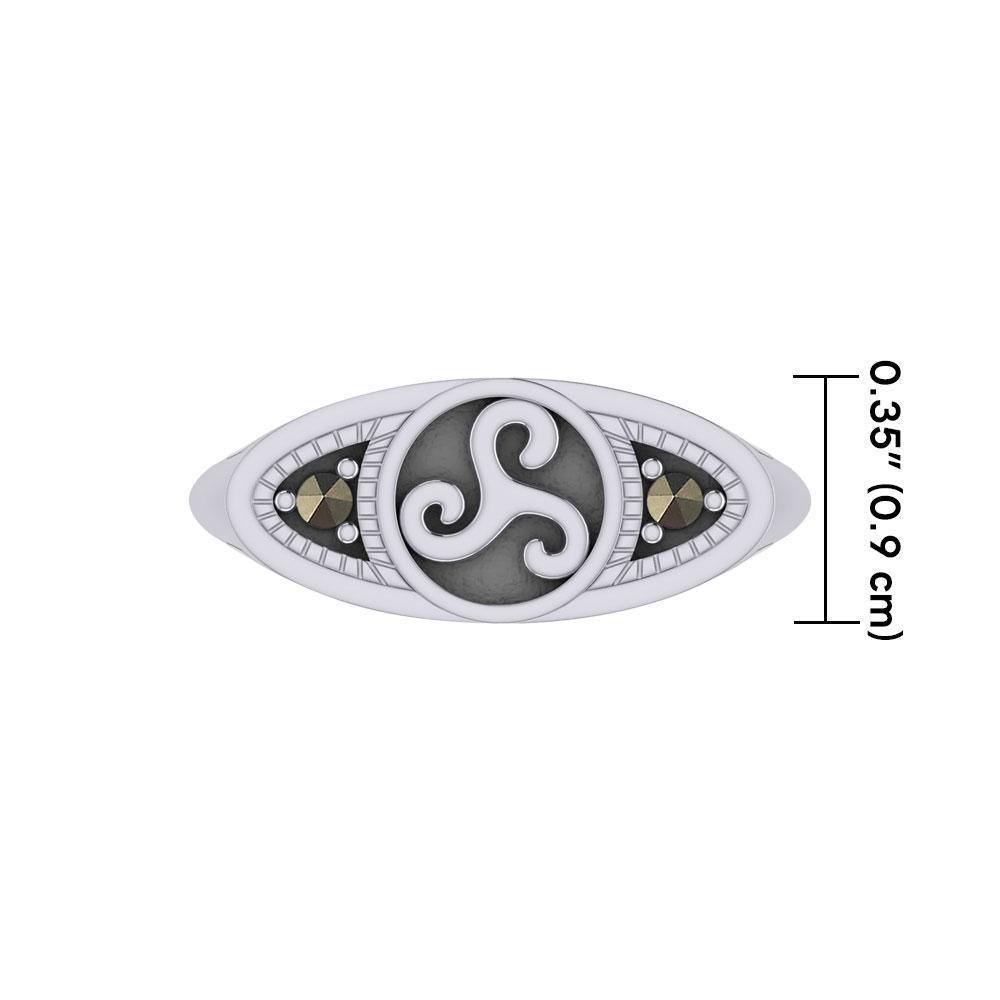 Celtic Triskele Silver Ring with Gemstones TRI1957 Ring