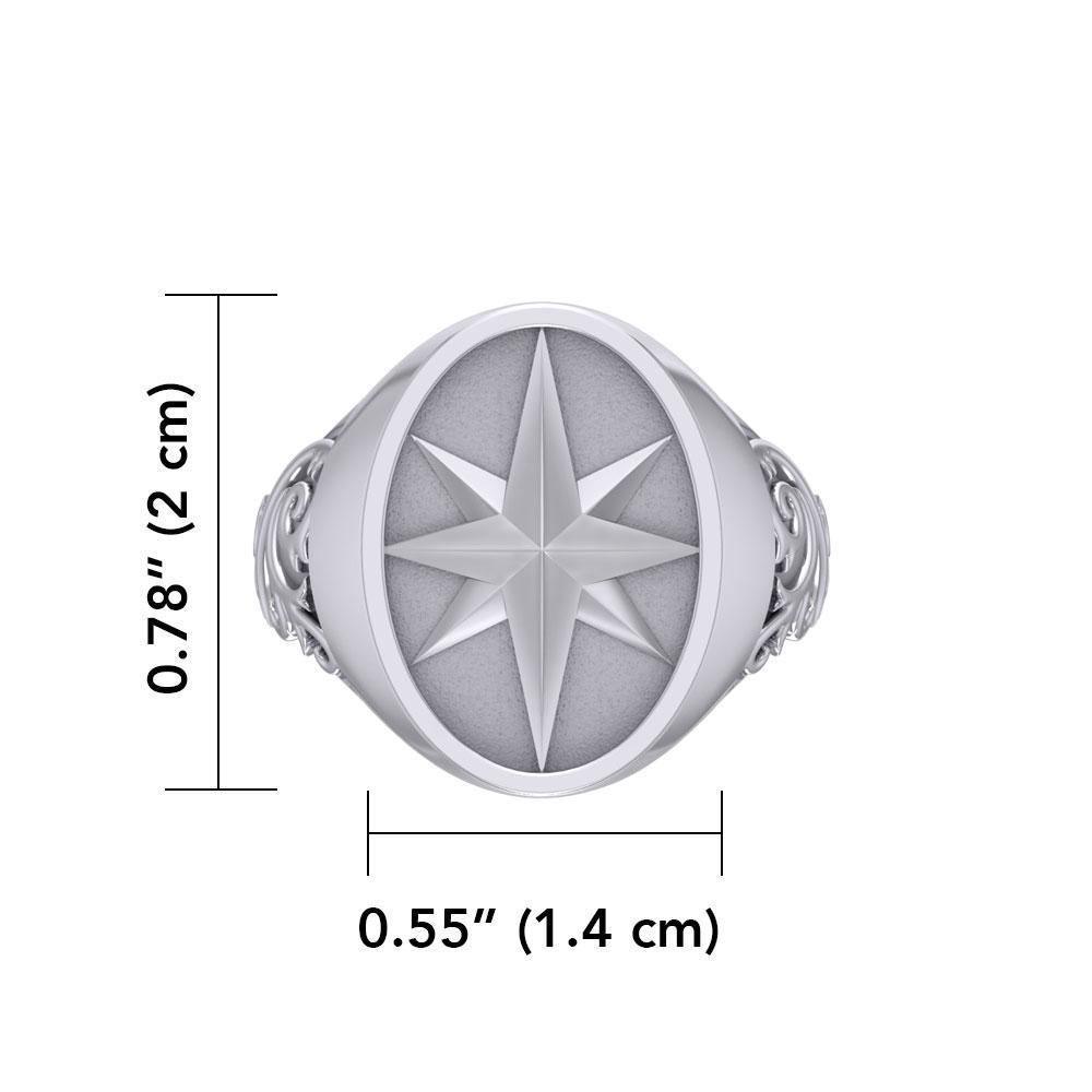 Compass Silver Signet Men Ring TRI1964 Ring