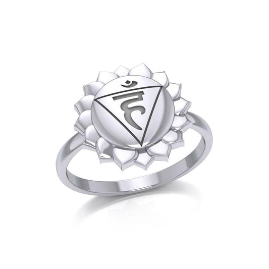 Vishuddha Throat Chakra Sterling Silver Ring TRI2040 Ring