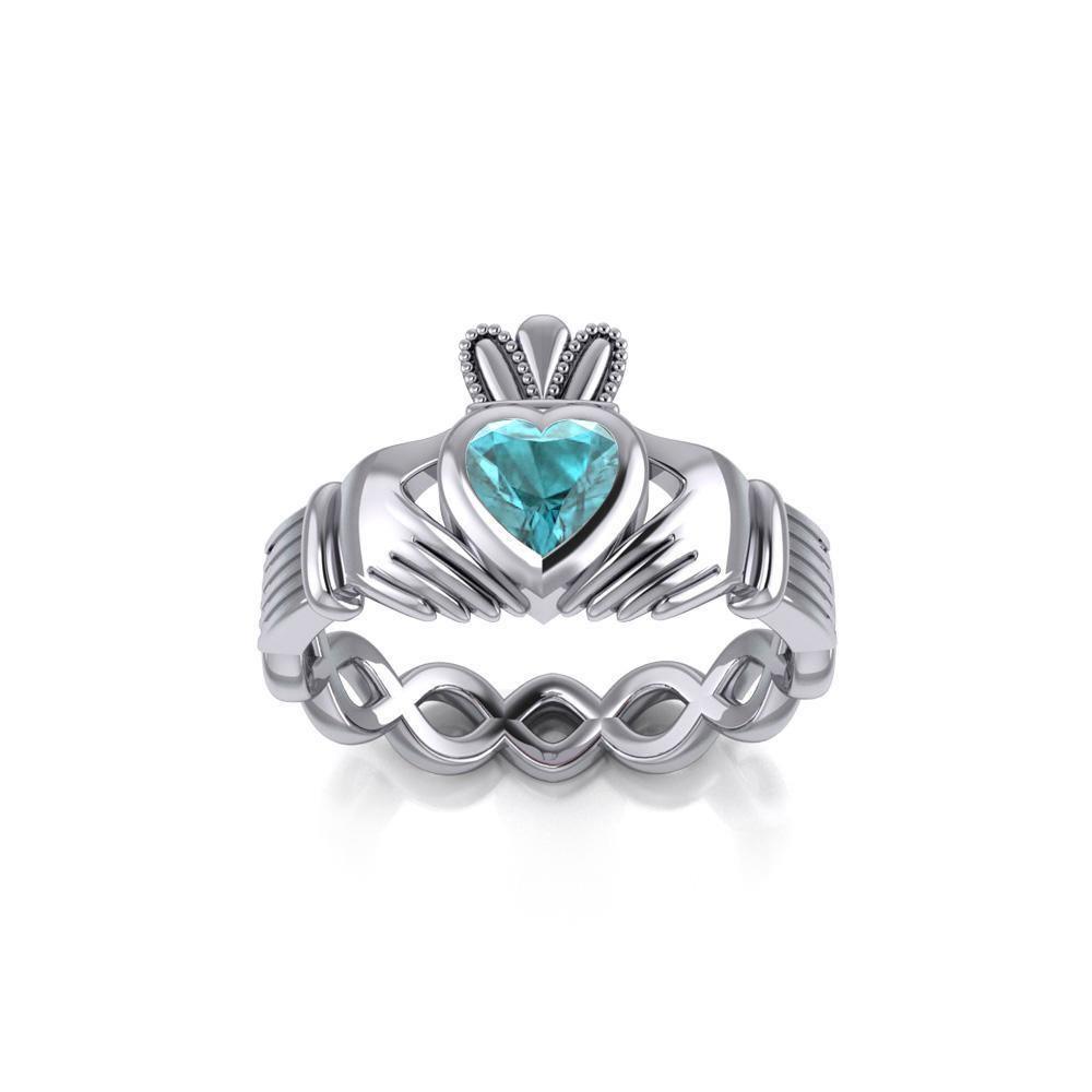 Claddagh with Gemstone Silver Ring TRI2104 Ring