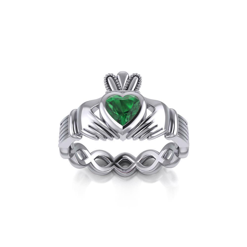 Claddagh with Gemstone Silver Ring TRI2104 Ring