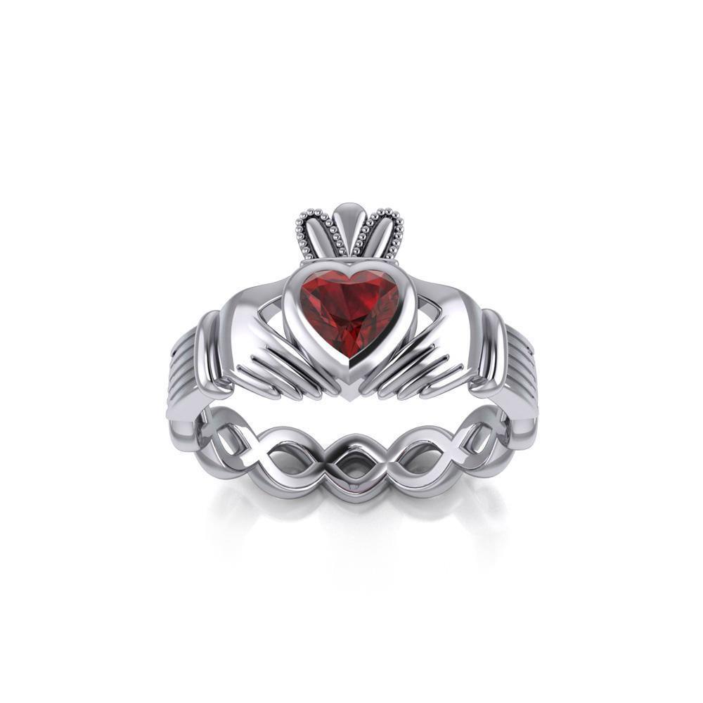 Claddagh with Gemstone Silver Ring TRI2104 Ring