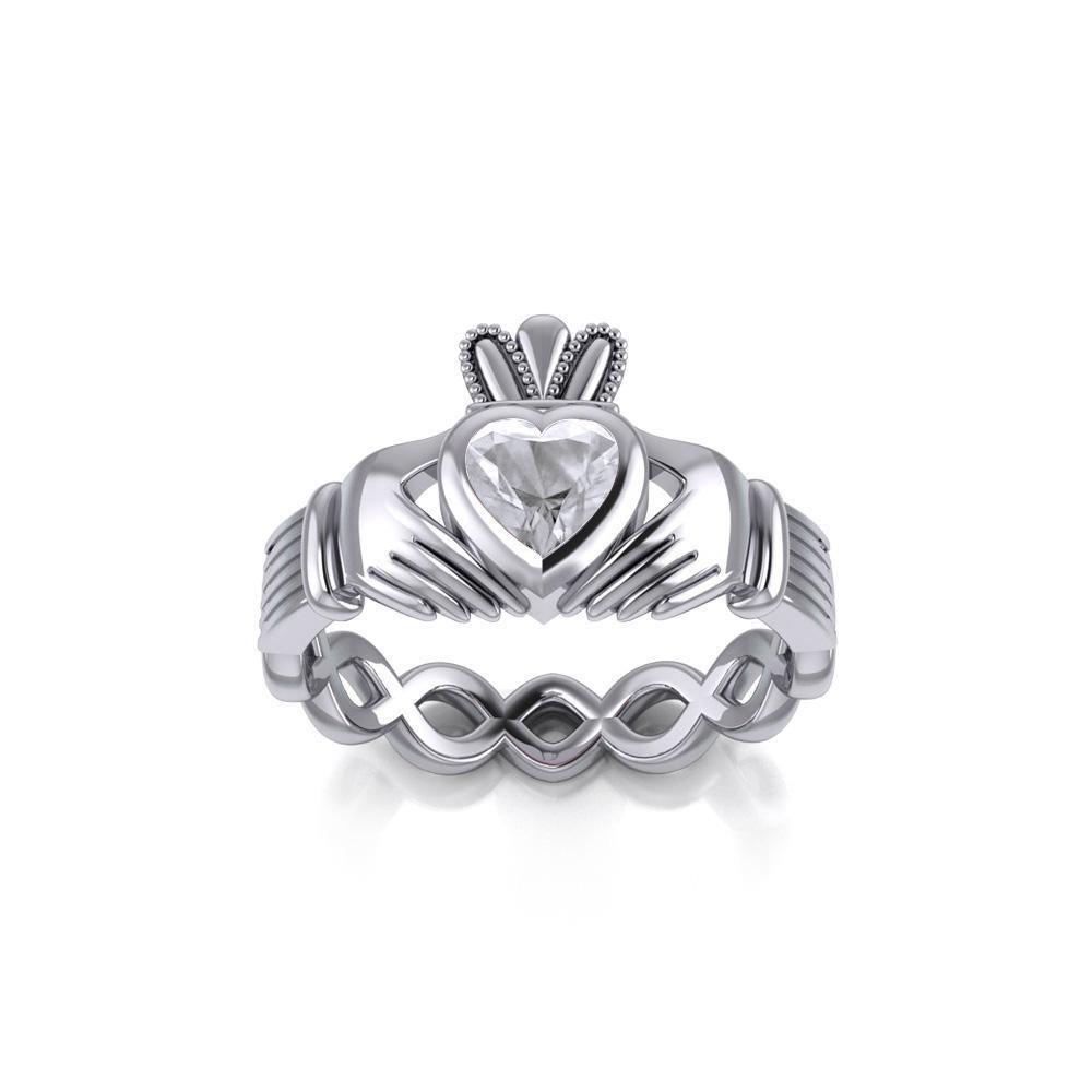 Claddagh with Gemstone Silver Ring TRI2104 Ring