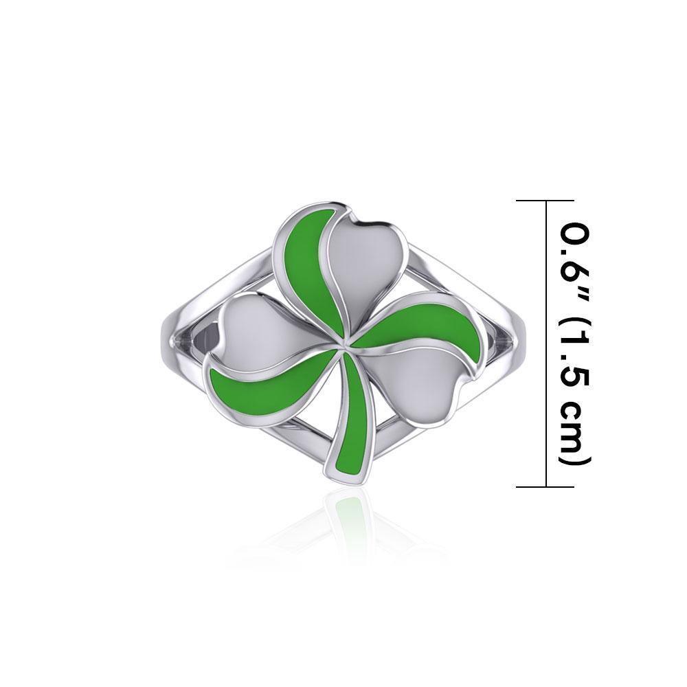 Spring of luck and happiness Silver Shamrock Ring TRI2258 - Wholesale Jewelry