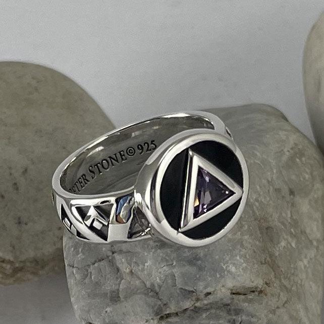 Recovery Band Ring with Gem and Enamel TRI2274 - peterstone.dropshipping