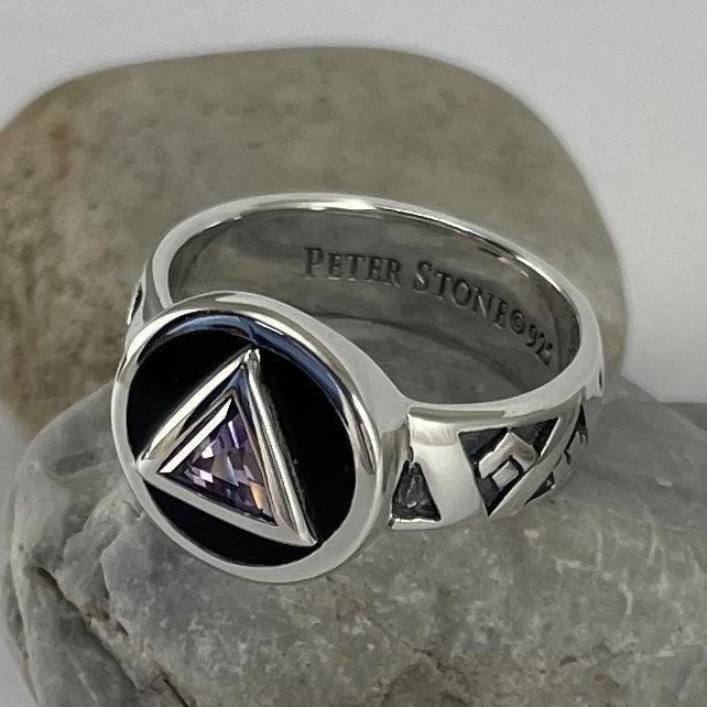 Recovery Band Ring with Gem and Enamel TRI2274 - peterstone.dropshipping