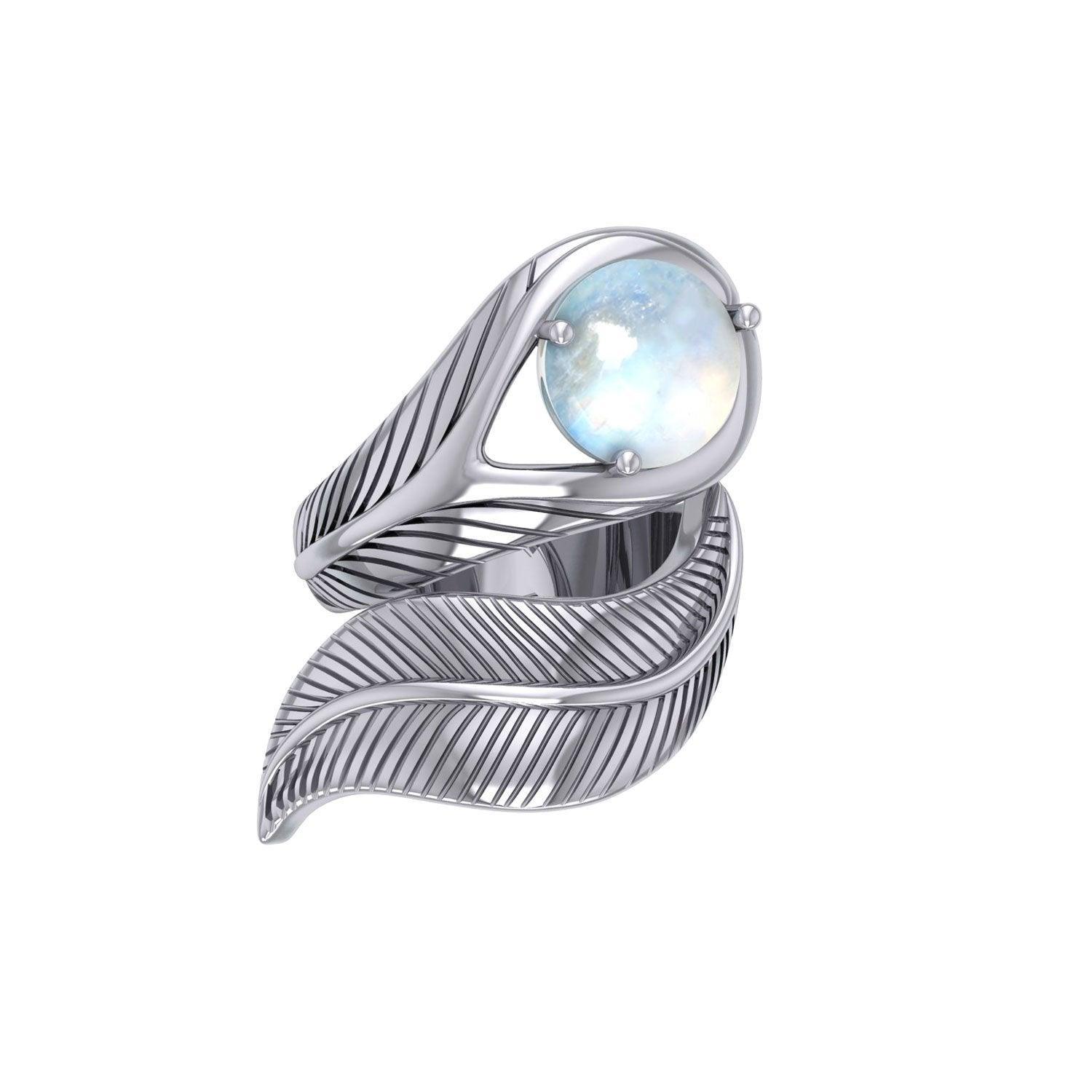 Stone Feather Silver Ring TRI2291 - peterstone.dropshipping