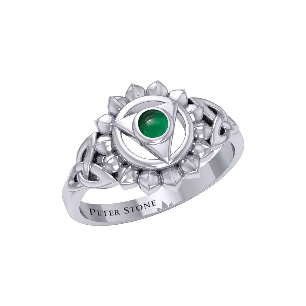 Vishuddha Throat Chakra with Celtic Designs Sterling Silver Ring TRI2339 - peterstone.dropshipping