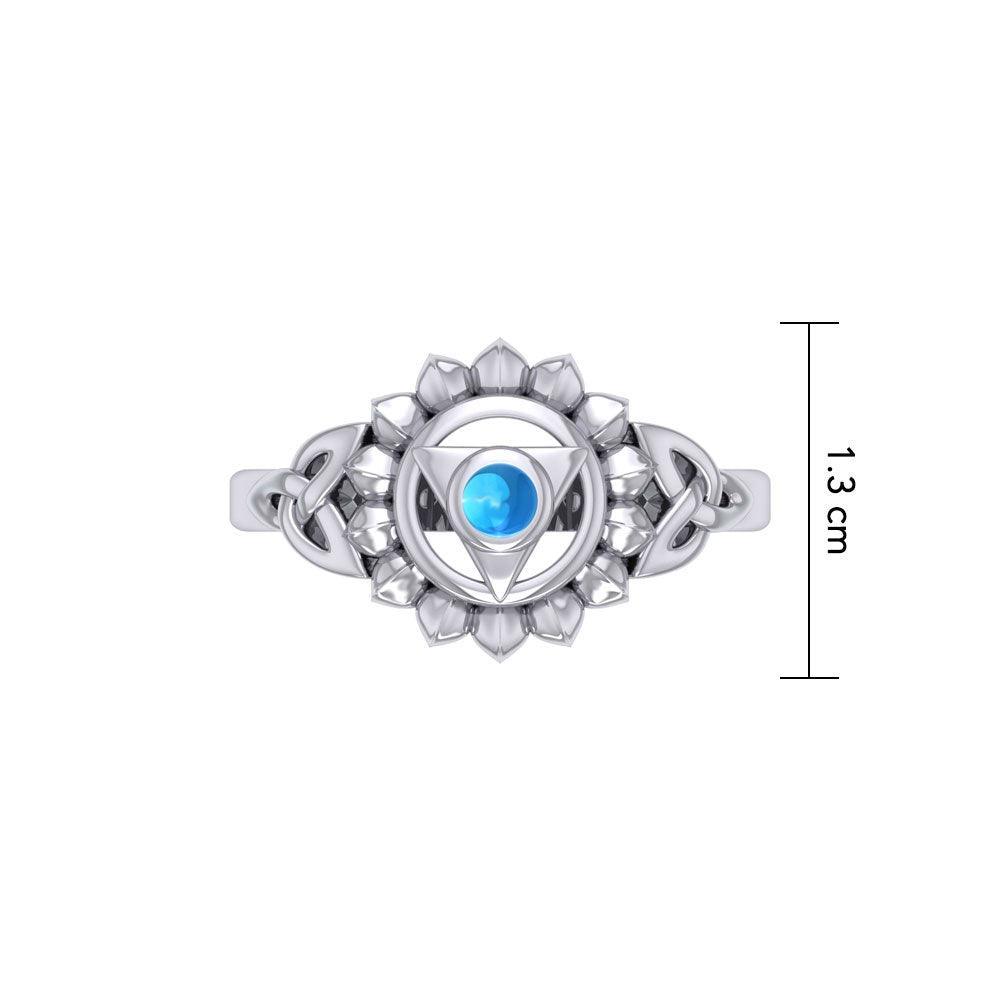 Vishuddha Throat Chakra with Celtic Designs Sterling Silver Ring TRI2339 - peterstone.dropshipping