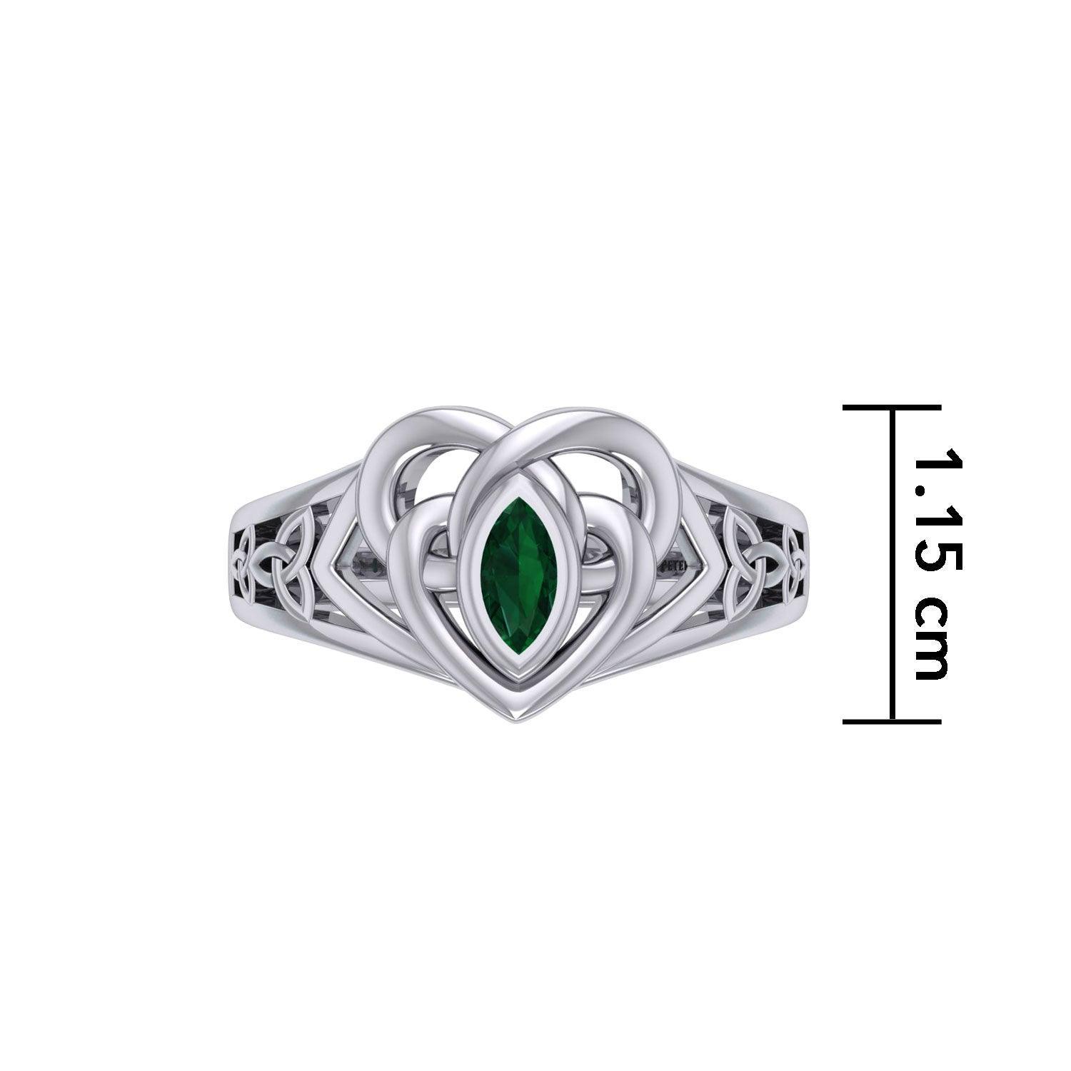 Celtic Knotwork Heart Ring With Gemstone TRI2380 - peterstone.dropshipping