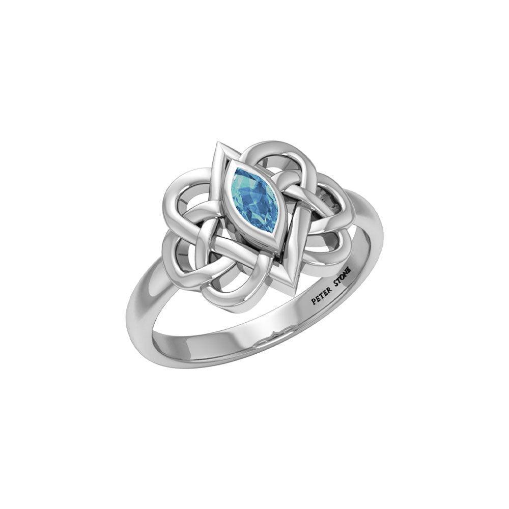 Celtic Double Heart And Infinity Ring With Gemstone TRI2388 - peterstone.dropshipping