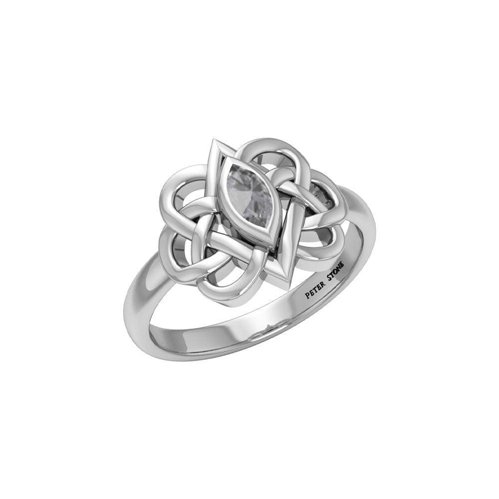 Celtic Double Heart And Infinity Ring With Gemstone TRI2388 - peterstone.dropshipping