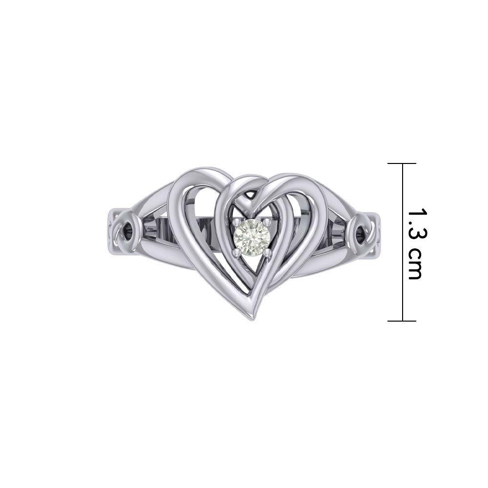 Celtic Double Heart With Gemstone Ring TRI2393 - peterstone.dropshipping