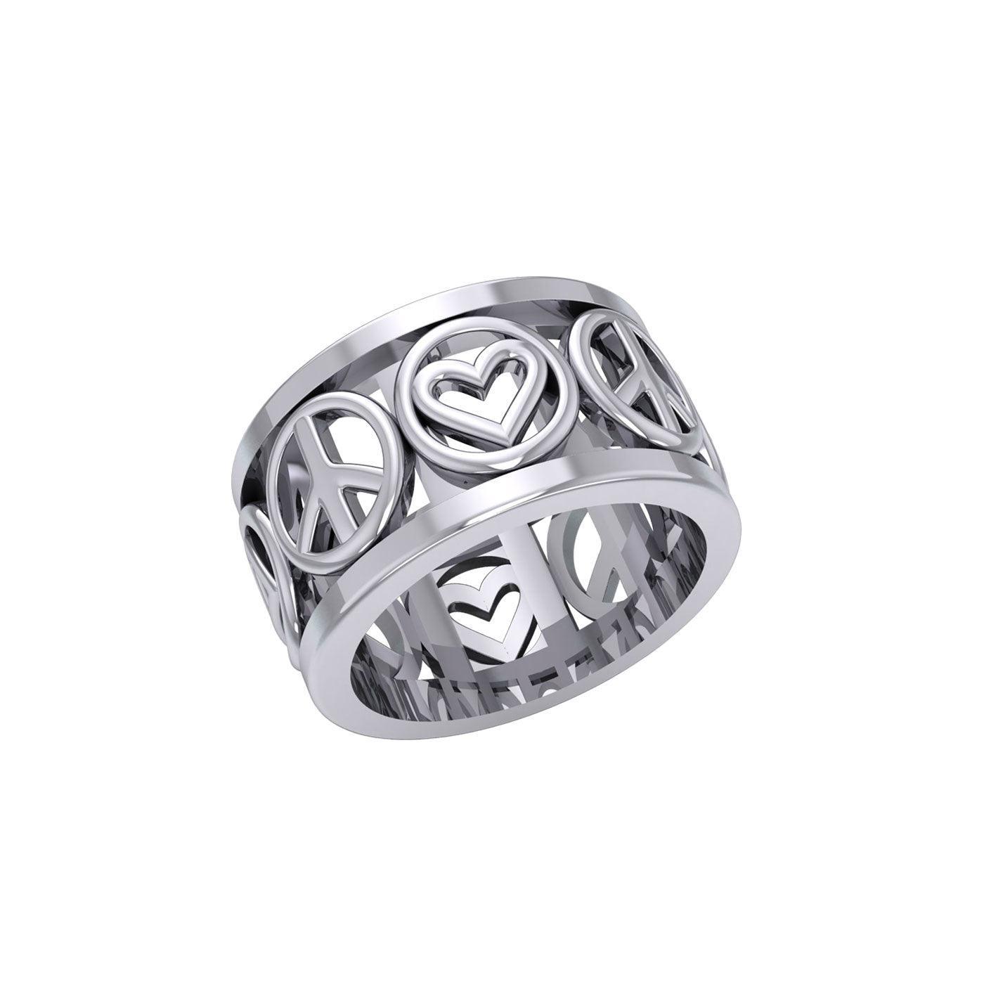 Love Peace Recovery Silver Spinner Ring TRI2401 - peterstone.dropshipping