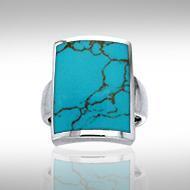 Large Rectangle Inlaid Stone Ring TRI508 Ring